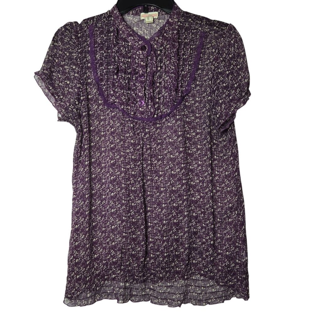 Sugar Tart Womens Floral Top‎ Size Large Dark Academia Y2K Cottage Whimsigoth